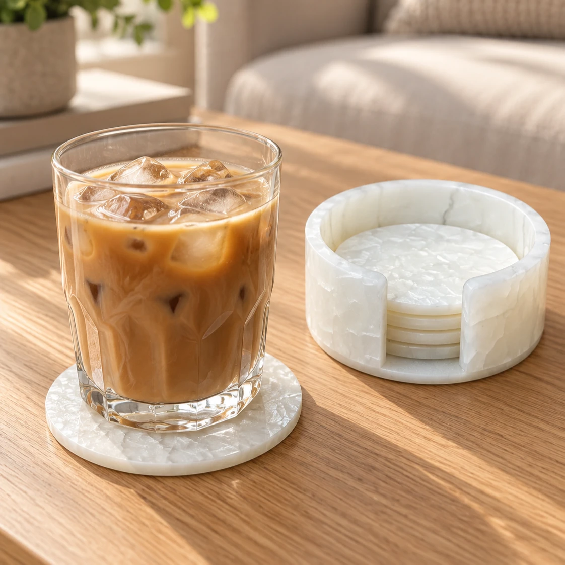 Acrylic Marble-Look Coasters with Stand - view 4